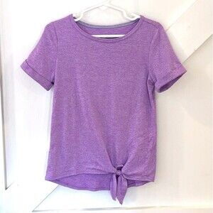 Heather Purple SideTie Athletic Round Neck Short Sleeve Tee T-Shirt